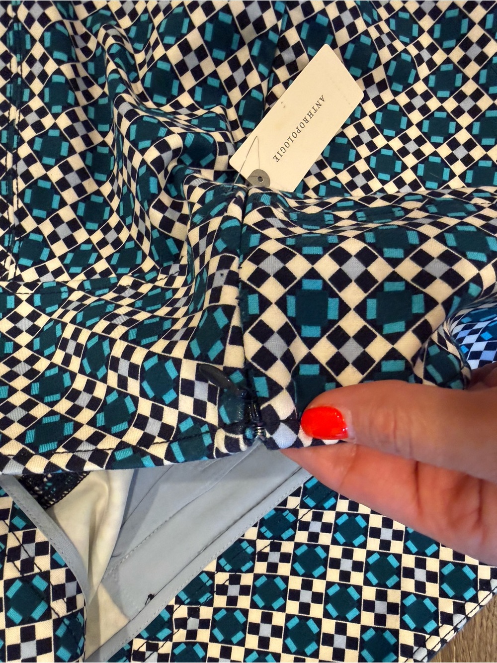Maeve Blue Geometric Print pant - Picture 6 of 8